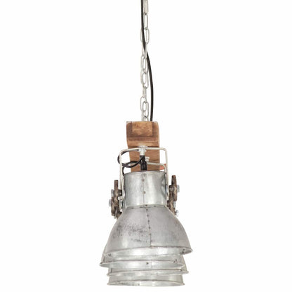 Ceiling Lamp | Silver and Brown | Iron and Solid Mango Wood | Medium