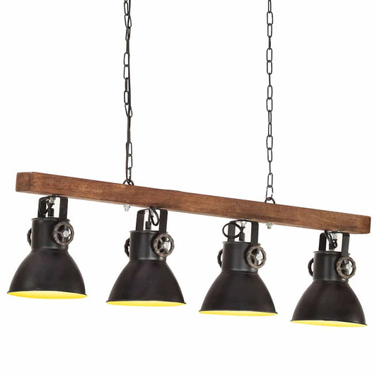 320523 vidaXL Industrial Ceiling Lamp Black E27 Mango Wood