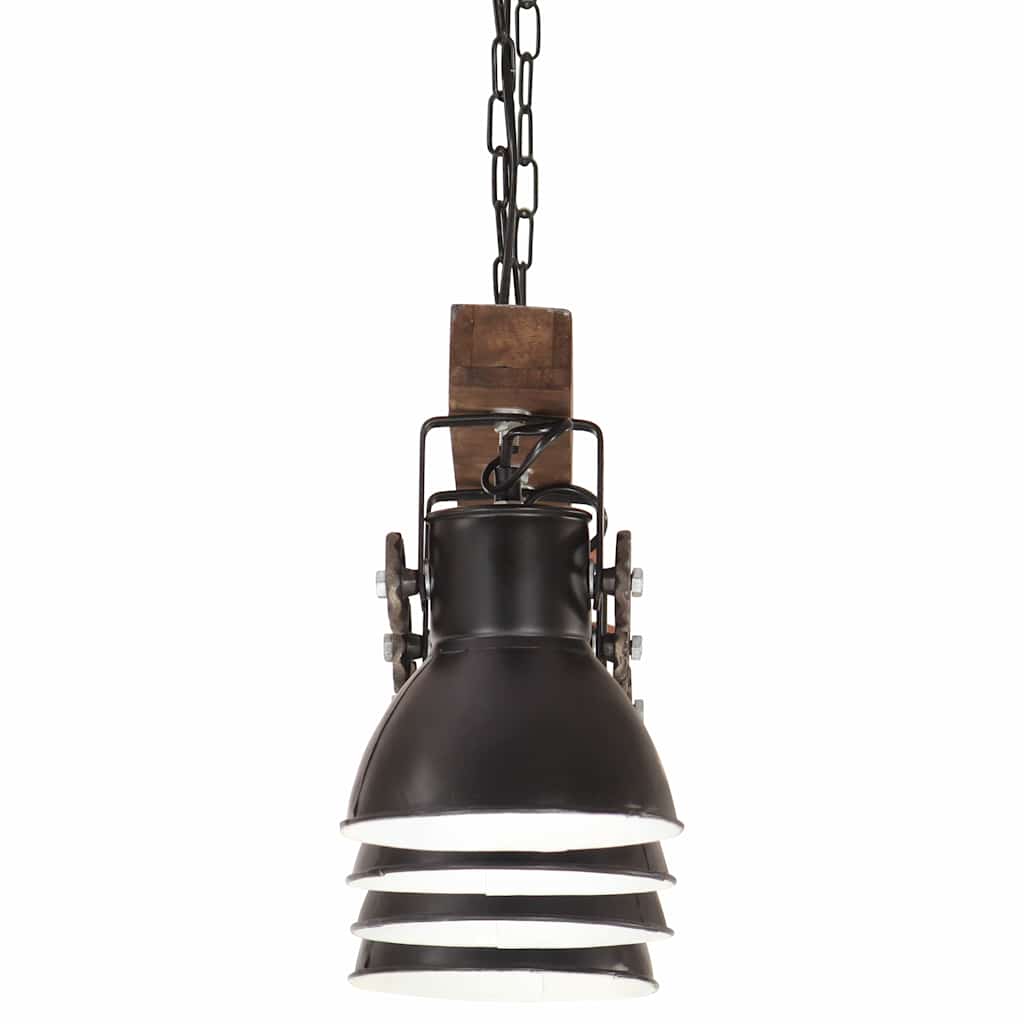320523 vidaXL Industrial Ceiling Lamp Black E27 Mango Wood