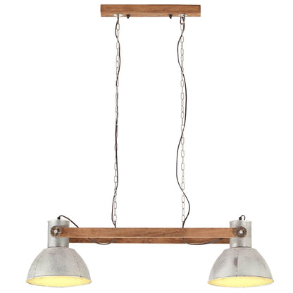Hanging Lamp | Silver and brown | Iron and solid mango wood | Large