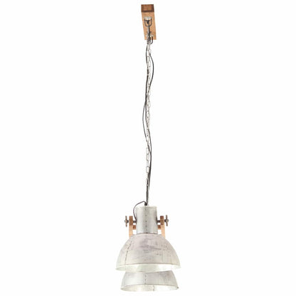Hanging Lamp | Silver and brown | Iron and solid mango wood | Large