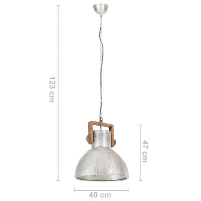 Industrial Hanging Lamp 25 W Silver Round 40 cm E27