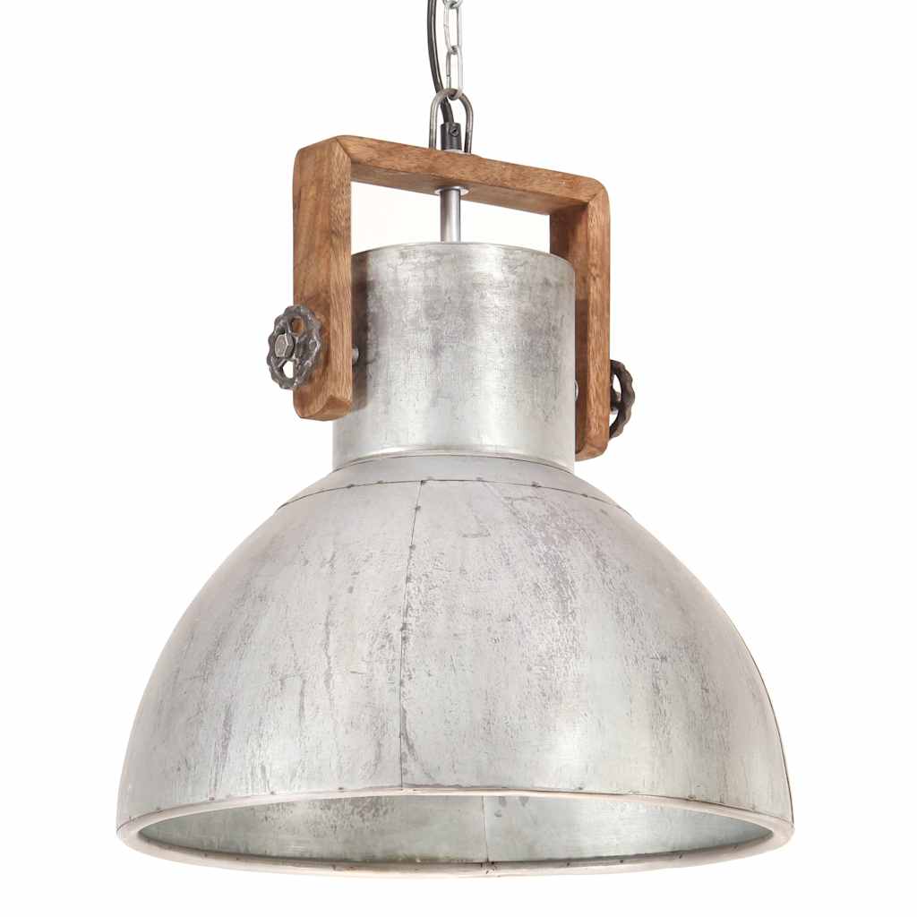 320529 vidaXL Industrial Hanging Lamp 25 W Silver Round 40 cm E27