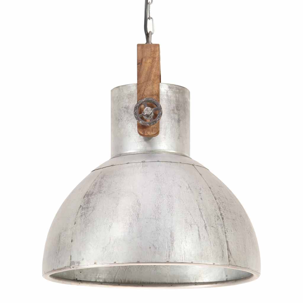 320529 vidaXL Industrial Hanging Lamp 25 W Silver Round 40 cm E27