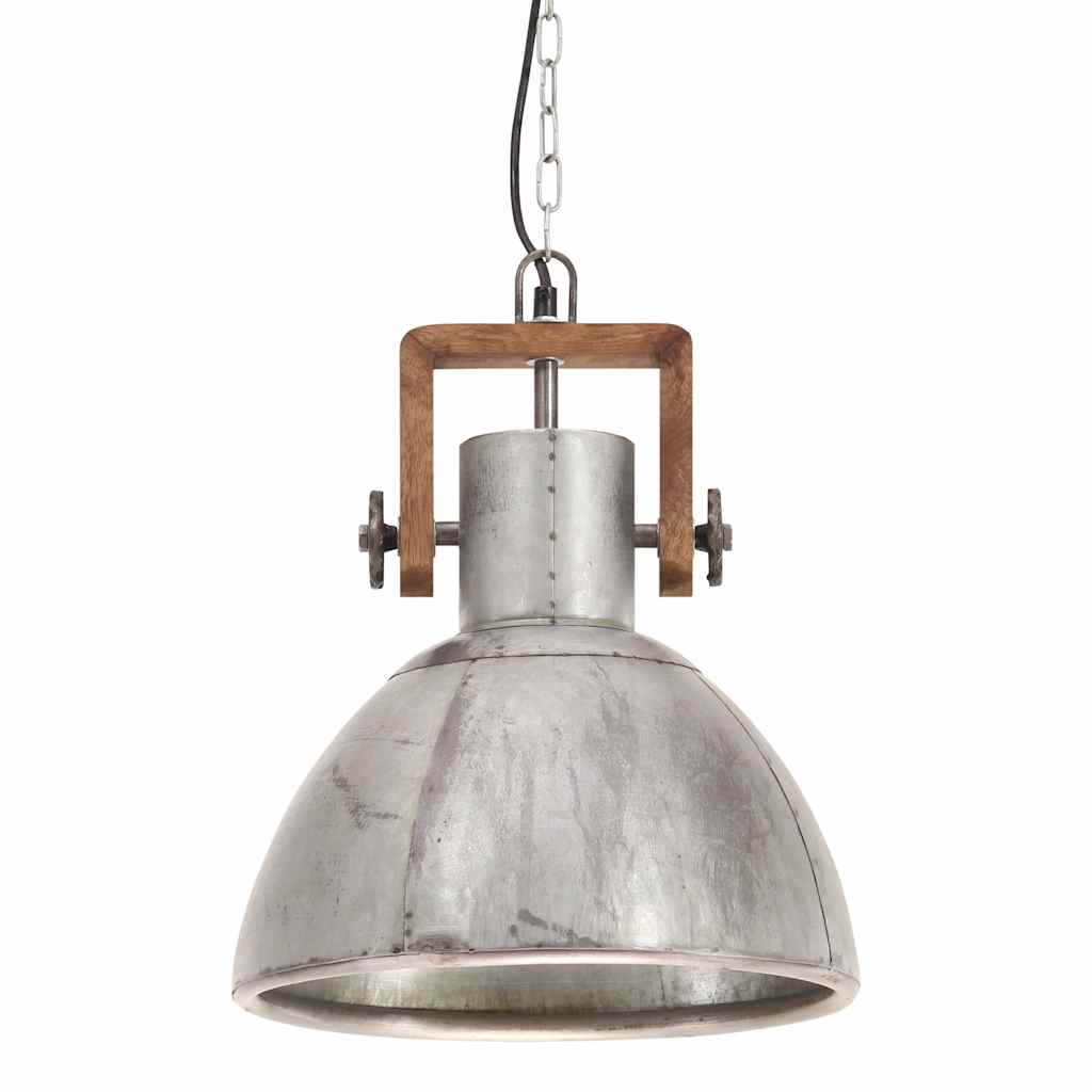 320530 vidaXL Industrial Hanging Lamp 25 W Silver Round 30 cm E27