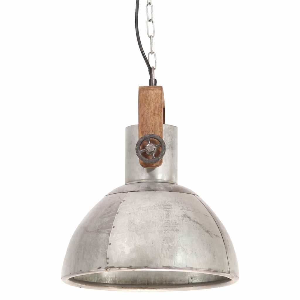 Industrial Hanging Lamp 25 W Silver Round 30 cm E27