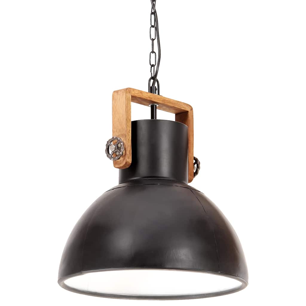 Hanging Lamp | Black and barn brown | Iron and mango wood | Medium