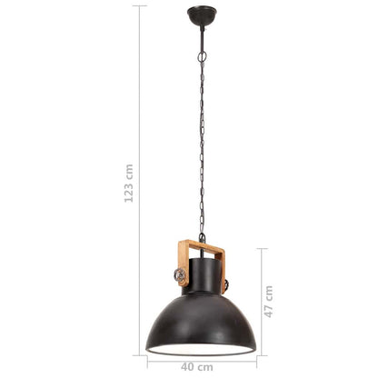 Hanging Lamp | Black and barn brown | Iron and mango wood | Medium