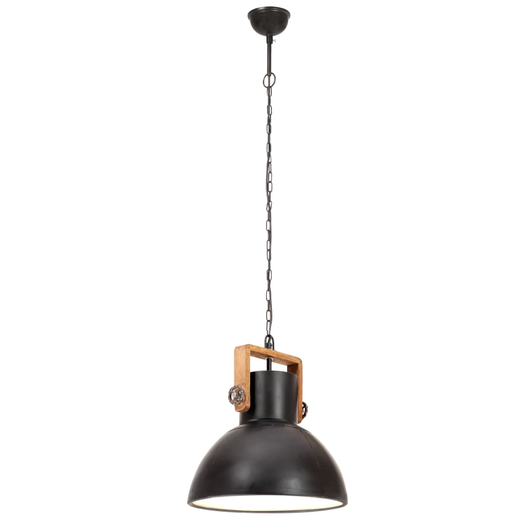 Hanging Lamp | Black and barn brown | Iron and mango wood | Medium