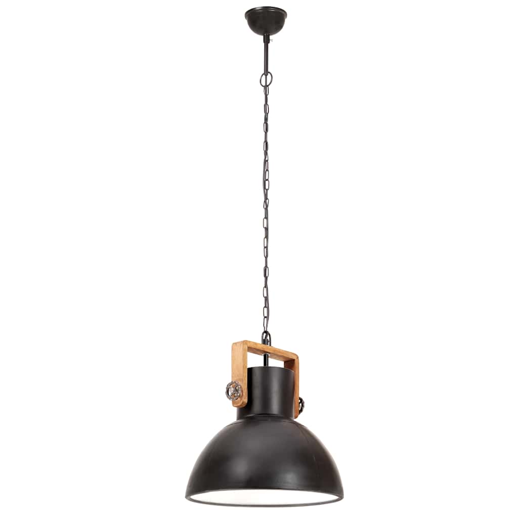 Hanging Lamp | Black and barn brown | Iron and mango wood | Medium