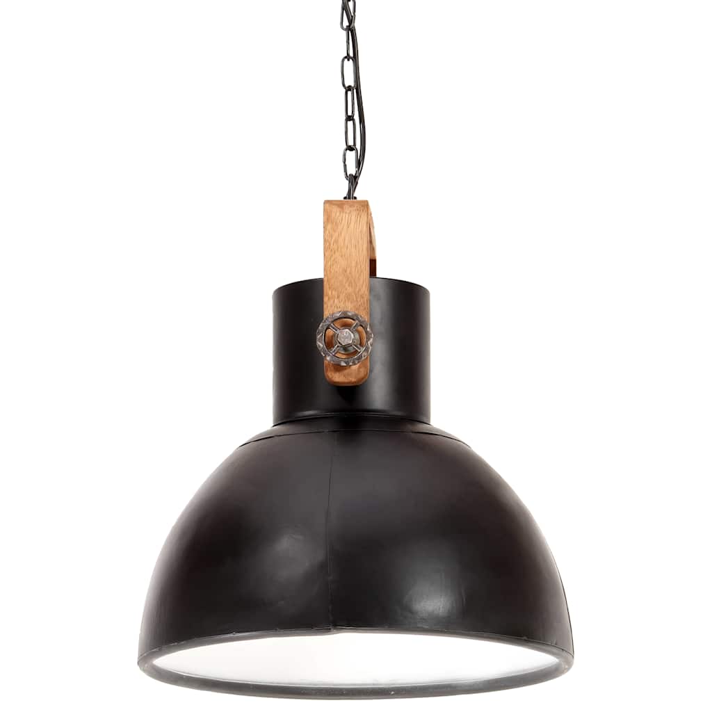 Hanging Lamp | Black and barn brown | Iron and mango wood | Medium
