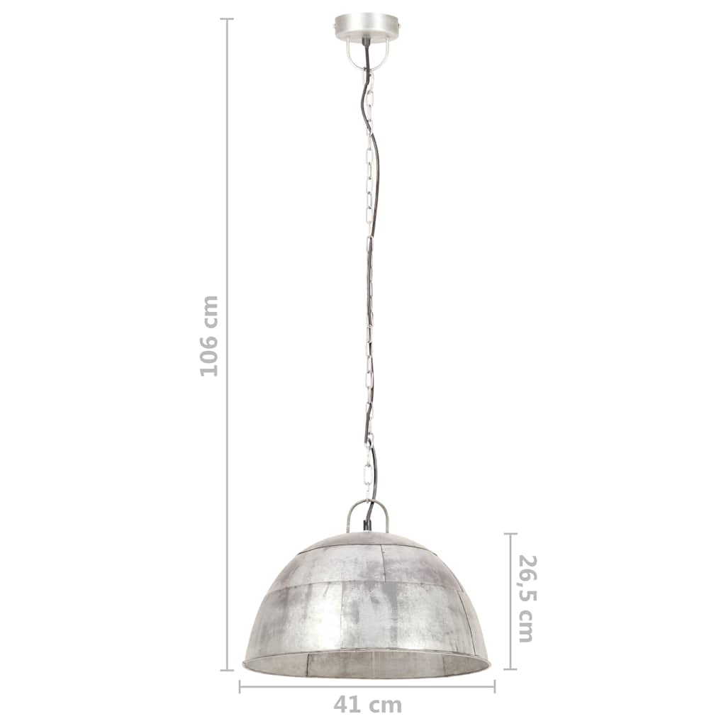 Industrial Vintage Hanging Lamp 25 W Silver Round 41 cm E27