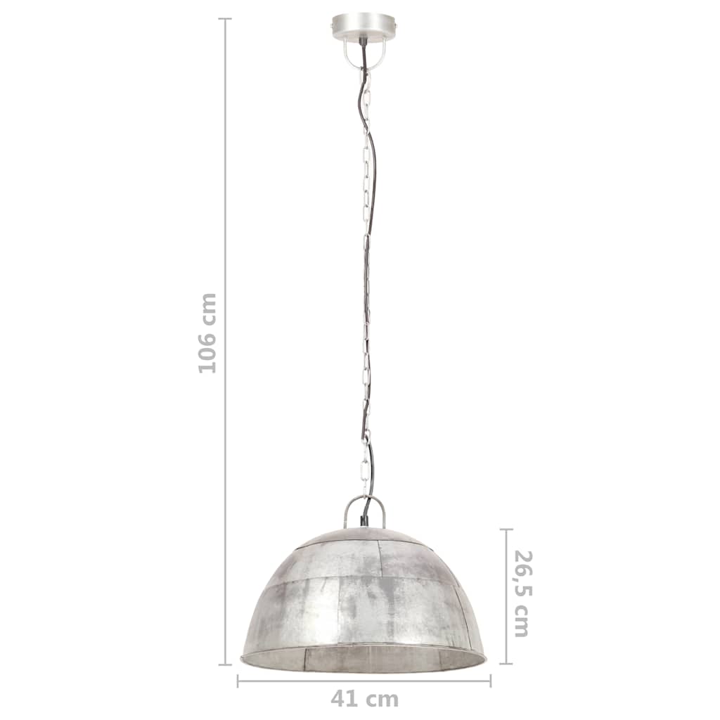 Industrial Vintage Hanging Lamp 25 W Silver Round 41 cm E27