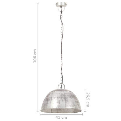 Industrial Vintage Hanging Lamp 25 W Silver Round 41 cm E27