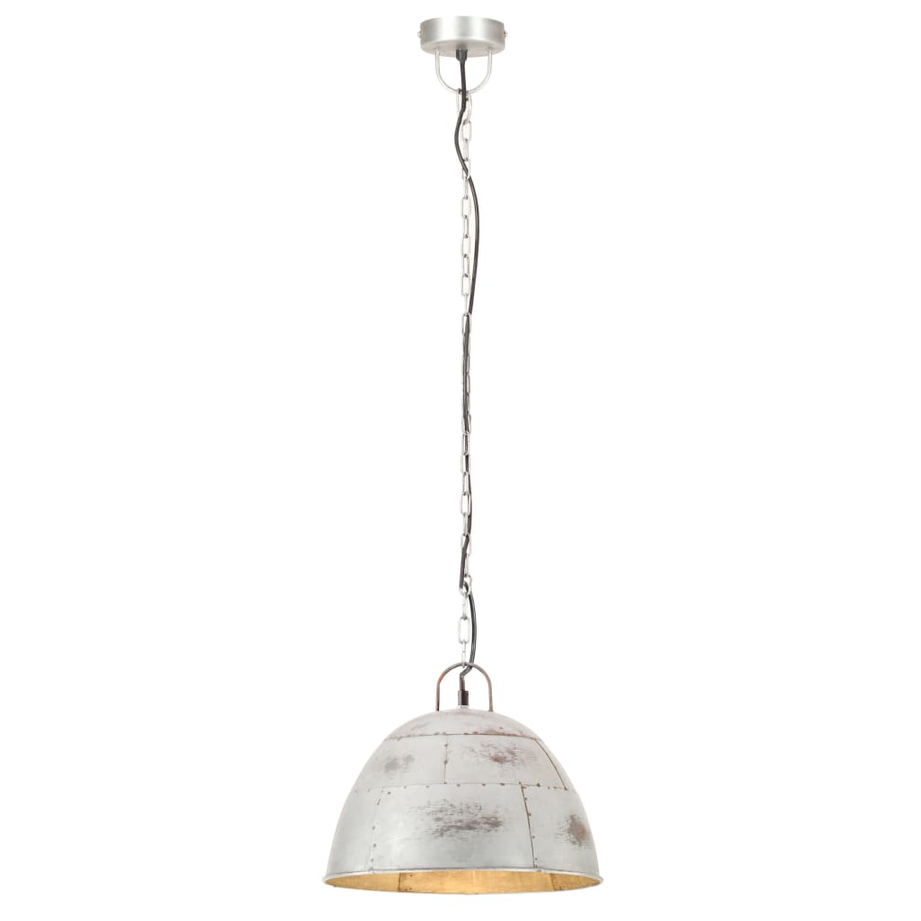 Industrial Vintage Hanging Lamp 25 W Silver Round 31 cm E27