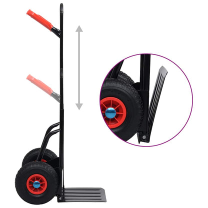 146665 vidaXL Telescopic Hand Trolley 200 kg Black and Red