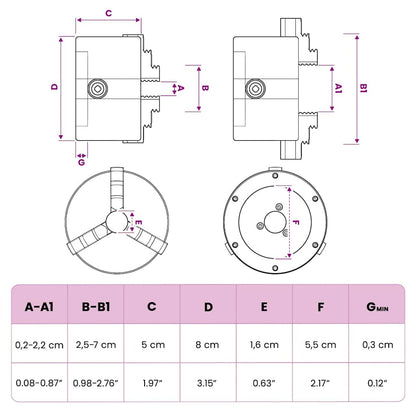 3 Jaw Self-Centering Lathe Chuck 80 mm Steel K11 80
