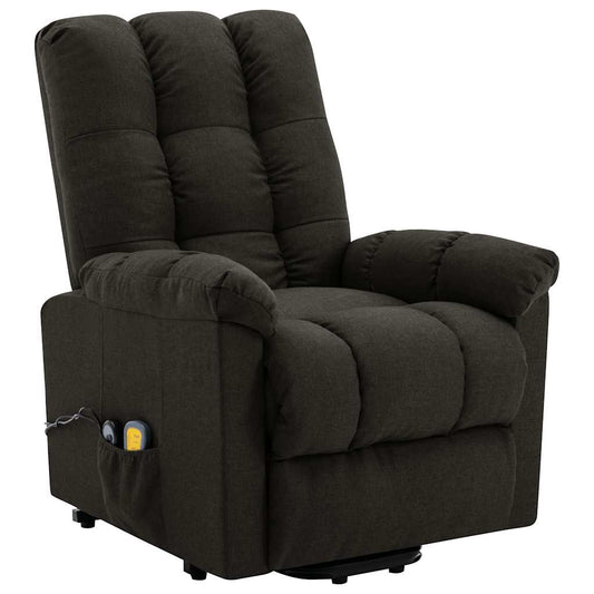 Stand-up Massage Recliner Dark Brown Fabric