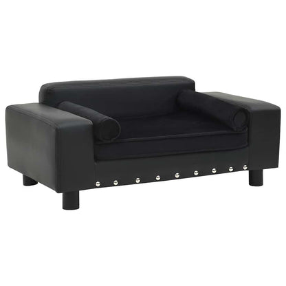 170954 vidaXL Dog Sofa Black 81x43x31 cm Plush and Faux Leather