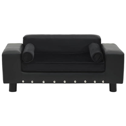 170954 vidaXL Dog Sofa Black 81x43x31 cm Plush and Faux Leather