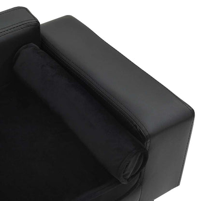 170954 vidaXL Dog Sofa Black 81x43x31 cm Plush and Faux Leather