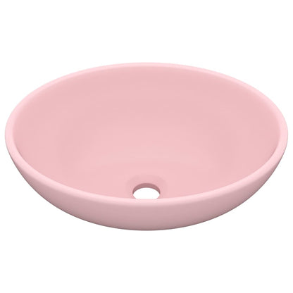 Luxury Basin Oval-shaped Matt Pink 40x33 cm Ceramic