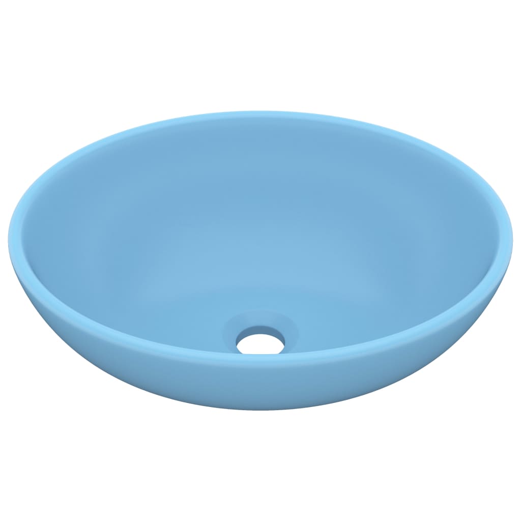 Luxury Basin Oval-shaped Matt Light Blue 40x33 cm Ceramic