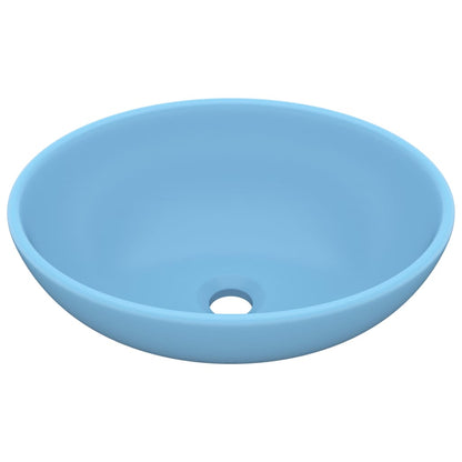 Luxury Basin Oval-shaped Matt Light Blue 40x33 cm Ceramic