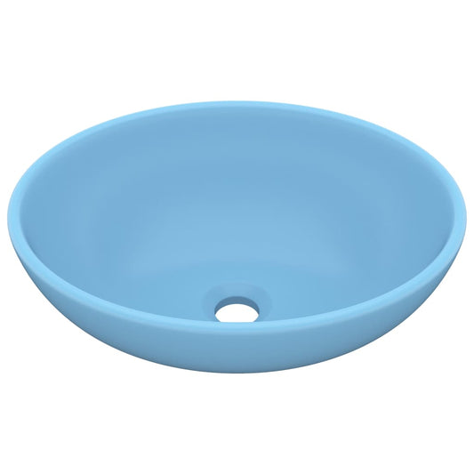 Luxury Basin Oval-shaped Matt Light Blue 40x33 cm Ceramic
