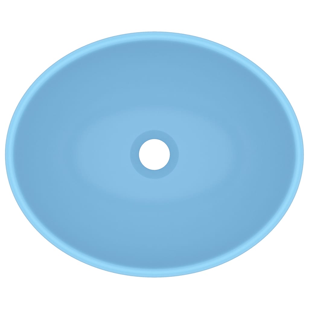 Luxury Basin Oval-shaped Matt Light Blue 40x33 cm Ceramic
