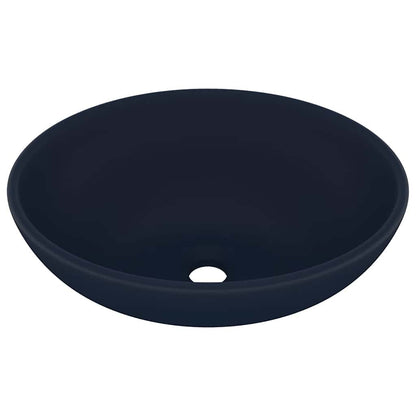 Luxury Basin Oval-shaped Matt Dark Blue 40x33 cm Ceramic
