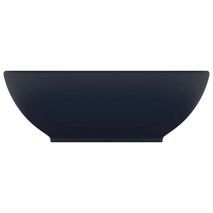 Luxury Basin Oval-shaped Matt Dark Blue 40x33 cm Ceramic