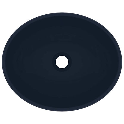 Luxury Basin Oval-shaped Matt Dark Blue 40x33 cm Ceramic