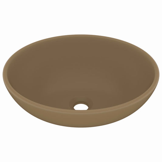Luxury Basin Oval-shaped Matt Cream 40x33 cm Ceramic