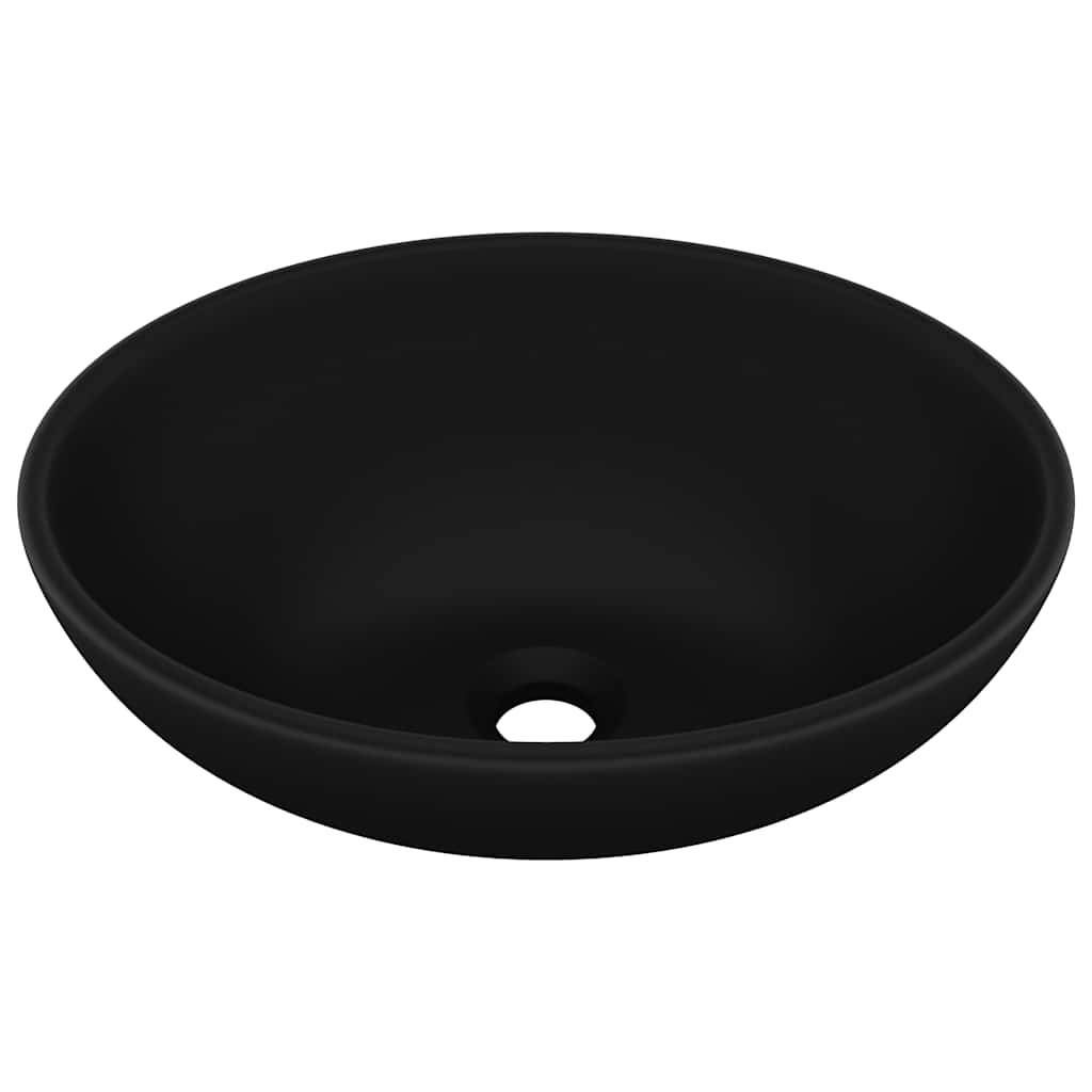 Luxury Basin Oval-shaped Matt Black 40x33 cm Ceramic