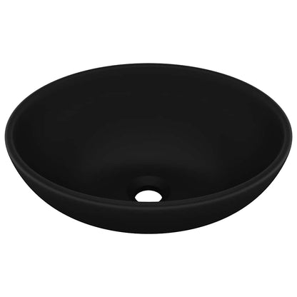 Luxury Basin Oval-shaped Matt Black 40x33 cm Ceramic