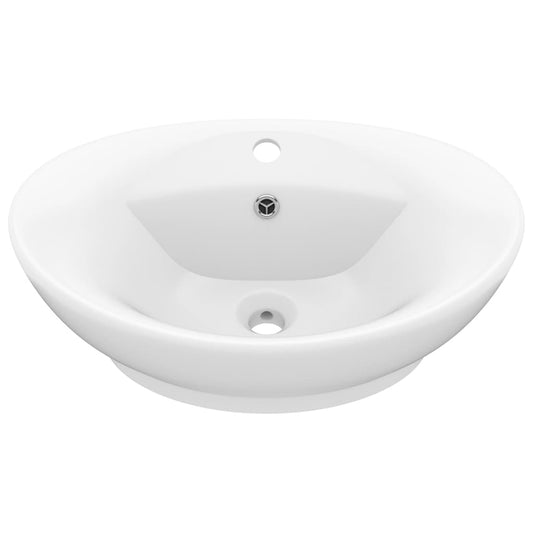 Luxury Basin Overflow Oval Matt White 58.5x39 cm Ceramic