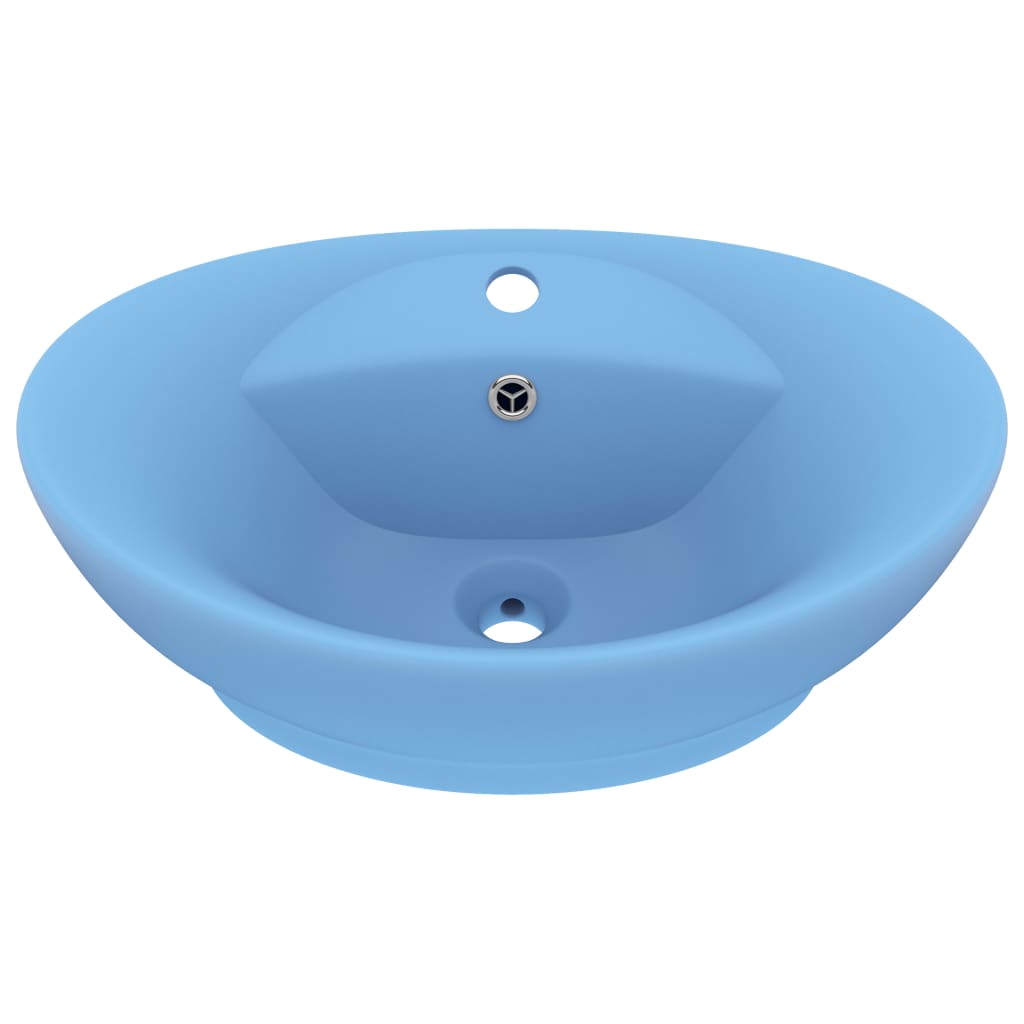 Luxury Basin Overflow Oval Matt Light Blue 58.5x39 cm Ceramic