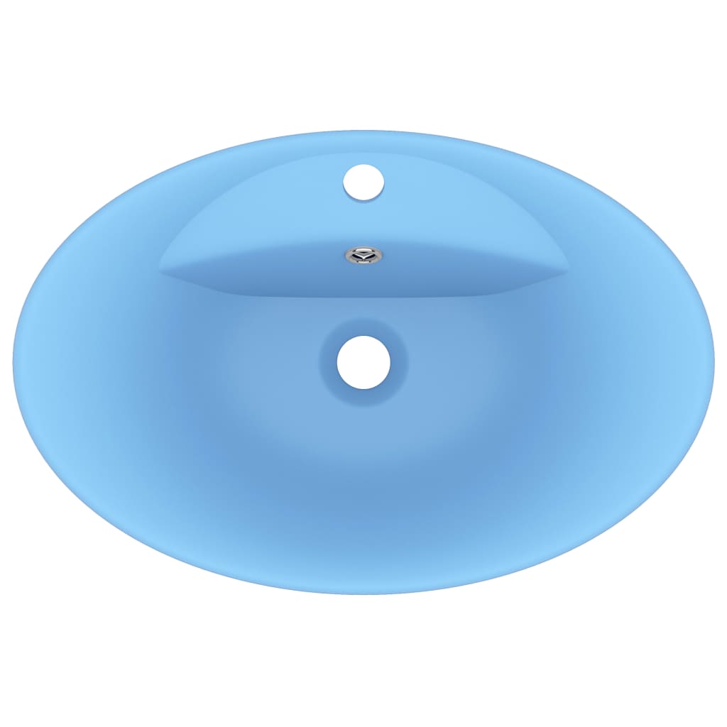 Luxury Basin Overflow Oval Matt Light Blue 58.5x39 cm Ceramic