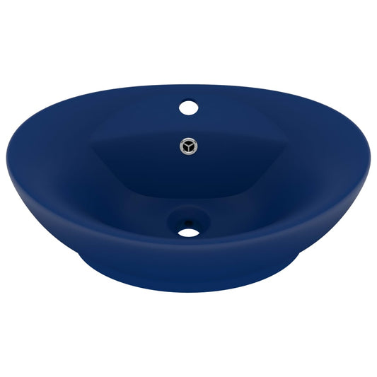 Luxury Basin Overflow Oval Matt Dark Blue 58.5x39 cm Ceramic