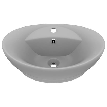 Luxury Basin Overflow Oval Matt Light Grey 58.5x39 cm Ceramic