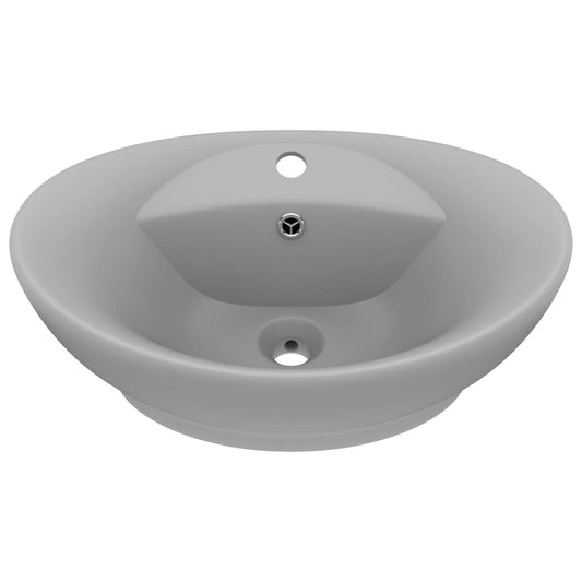 Luxury Basin Overflow Oval Matt Light Grey 58.5x39 cm Ceramic