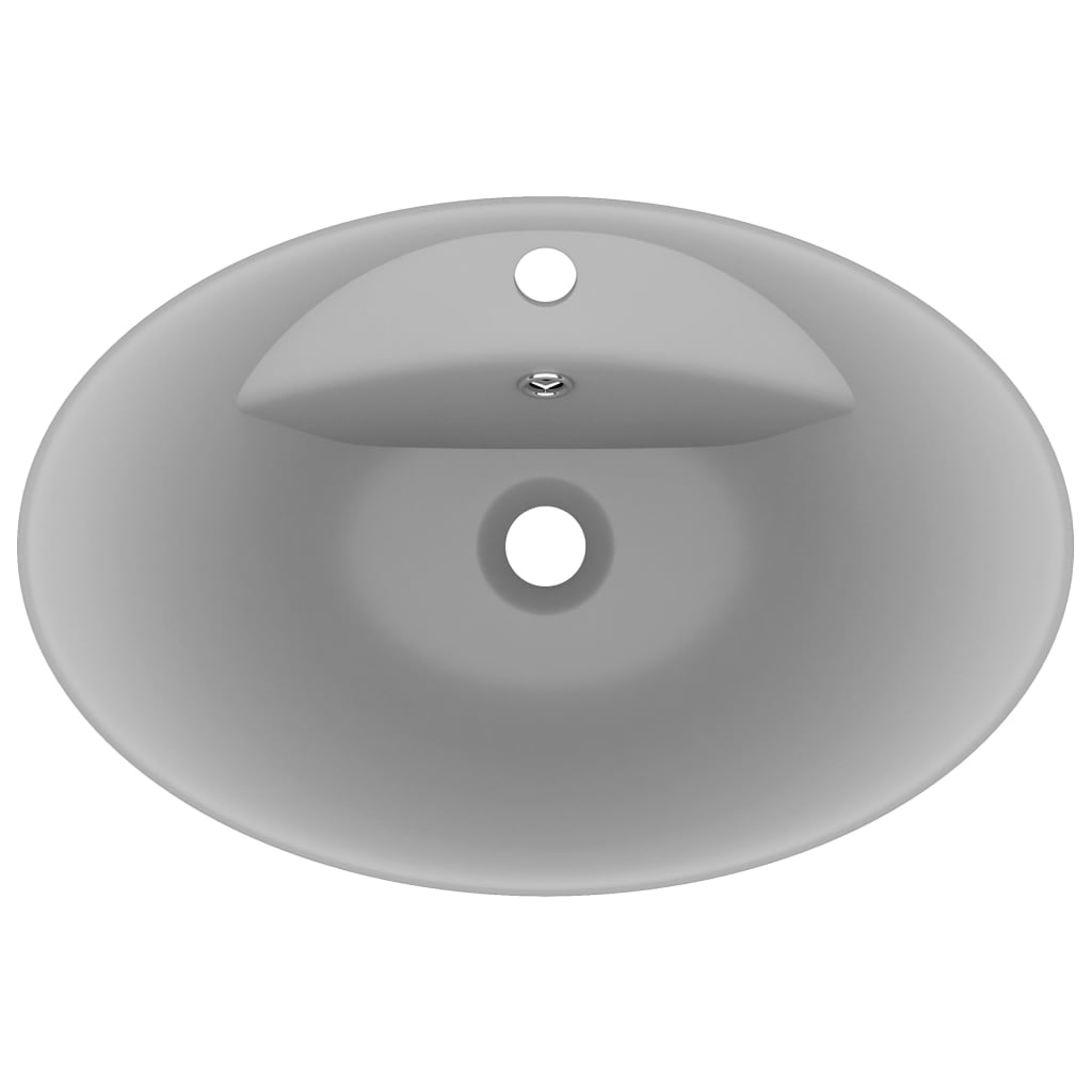Luxury Basin Overflow Oval Matt Light Grey 58.5x39 cm Ceramic