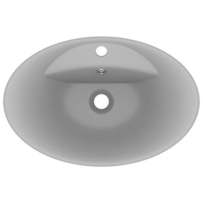 Luxury Basin Overflow Oval Matt Light Grey 58.5x39 cm Ceramic