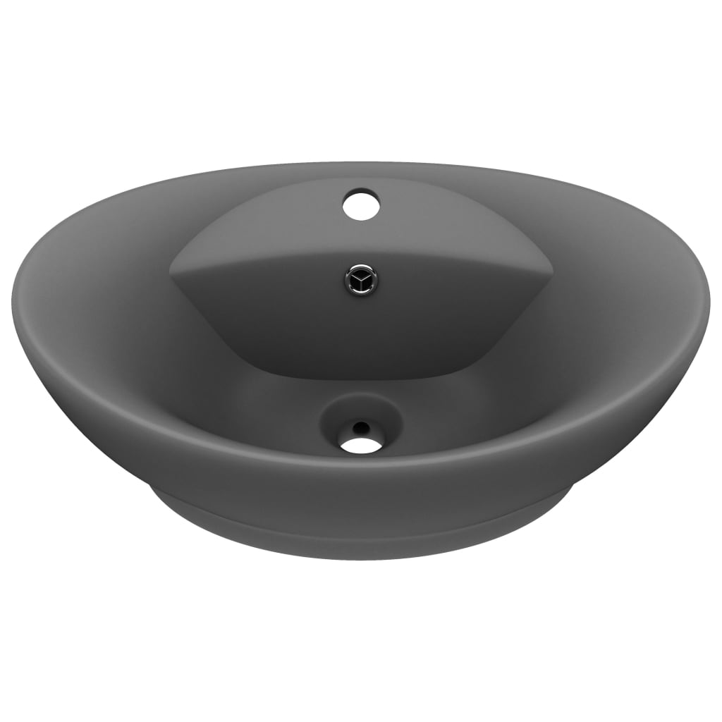 Luxury Basin Overflow Oval Matt Dark Grey 58.5x39 cm Ceramic