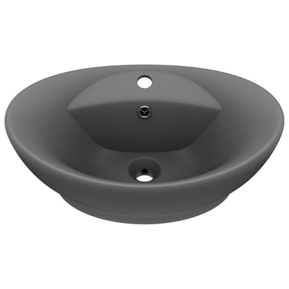 Luxury Basin Overflow Oval Matt Dark Grey 58.5x39 cm Ceramic