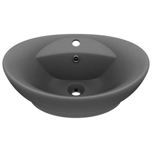 Luxury Basin Overflow Oval Matt Dark Grey 58.5x39 cm Ceramic