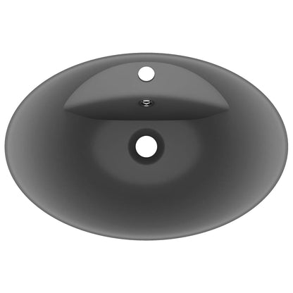 Luxury Basin Overflow Oval Matt Dark Grey 58.5x39 cm Ceramic