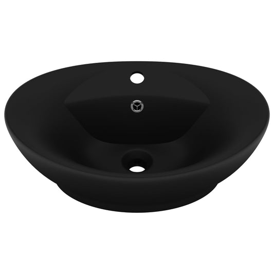 Luxury Basin Overflow Oval Matt Black 58.5x39 cm Ceramic