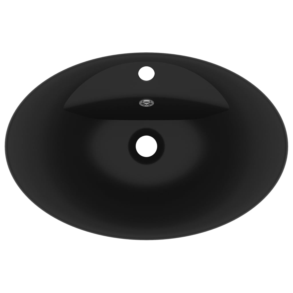 Luxury Basin Overflow Oval Matt Black 58.5x39 cm Ceramic